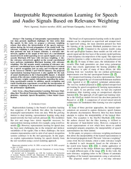 Interpretable Representation Learning for Speech and Audio Signals Based
  on Relevance Weighting