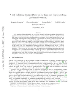 A Self-stabilizing Control Plane for the Edge and Fog Ecosystems