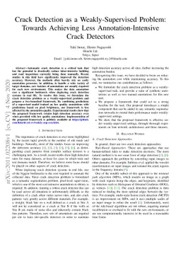 Crack Detection as a Weakly-Supervised Problem: Towards Achieving Less
  Annotation-Intensive Crack Detectors