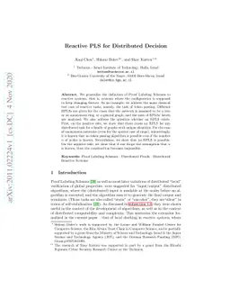 Reactive Proof Labeling Schemes for Distributed Decision