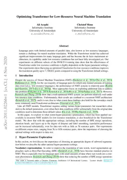 Optimizing Transformer for Low-Resource Neural Machine Translation