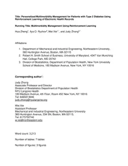 Personalized Multimorbidity Management for Patients with Type 2 Diabetes
  Using Reinforcement Learning of Electronic Health Records