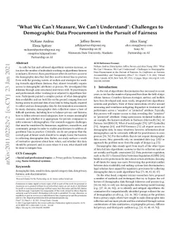 "What We Can't Measure, We Can't Understand": Challenges to Demographic
  Data Procurement in the Pursuit of Fairness
