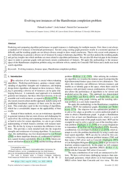 Evolving test instances of the Hamiltonian completion problem