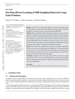 Fast Data-Driven Learning of MRI Sampling Pattern for Large Scale
  Problems