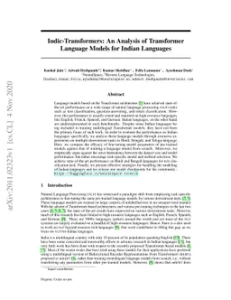 Indic-Transformers: An Analysis of Transformer Language Models for
  Indian Languages