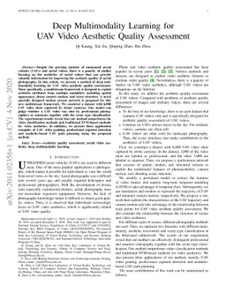 Deep Multimodality Learning for UAV Video Aesthetic Quality Assessment