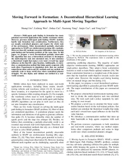 Moving Forward in Formation: A Decentralized Hierarchical Learning
  Approach to Multi-Agent Moving Together