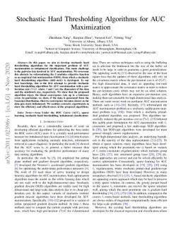 Stochastic Hard Thresholding Algorithms for AUC Maximization