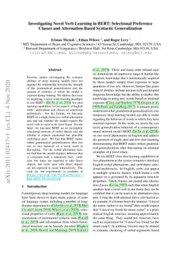 Investigating Novel Verb Learning in BERT: Selectional Preference
  Classes and Alternation-Based Syntactic Generalization
