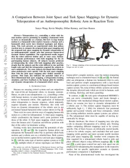A Comparison Between Joint Space and Task Space Mappings for Dynamic
  Teleoperation of an Anthropomorphic Robotic Arm in Reaction Tests