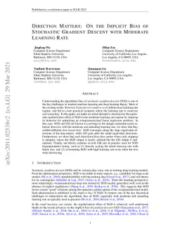 Direction Matters: On the Implicit Bias of Stochastic Gradient Descent
  with Moderate Learning Rate