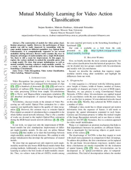 Mutual Modality Learning for Video Action Classification