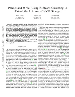Predict and Write: Using K-Means Clustering to Extend the Lifetime of
  NVM Storage