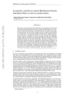 Learning and Evaluating Representations for Deep One-class
  Classification