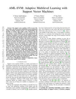 AML-SVM: Adaptive Multilevel Learning with Support Vector Machines