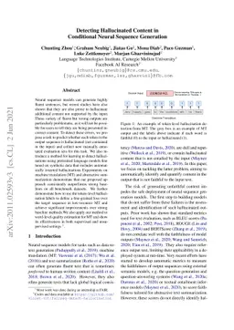 Detecting Hallucinated Content in Conditional Neural Sequence Generation