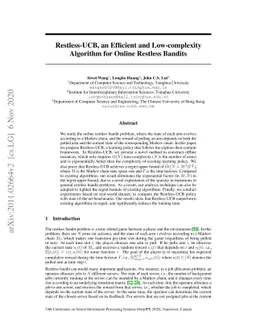 Restless-UCB, an Efficient and Low-complexity Algorithm for Online
  Restless Bandits