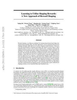 Learning to Utilize Shaping Rewards: A New Approach of Reward Shaping