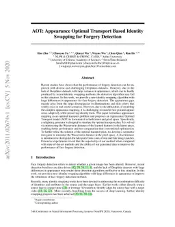AOT: Appearance Optimal Transport Based Identity Swapping for Forgery
  Detection