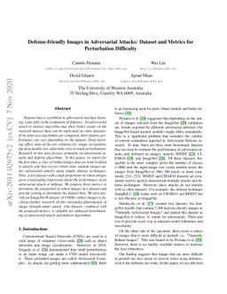 Defense-friendly Images in Adversarial Attacks: Dataset and Metrics for
  Perturbation Difficulty
