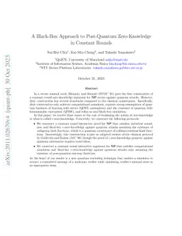 A Black-Box Approach to Post-Quantum Zero-Knowledge in Constant Rounds