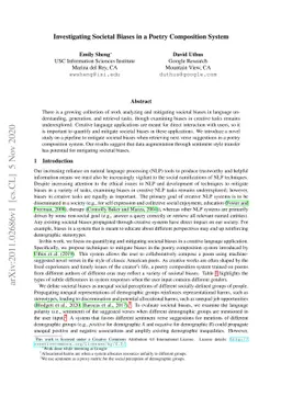 Investigating Societal Biases in a Poetry Composition System