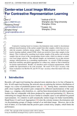 Center-wise Local Image Mixture For Contrastive Representation Learning