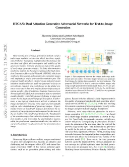 DTGAN: Dual Attention Generative Adversarial Networks for Text-to-Image
  Generation