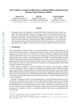 NUAA-QMUL at SemEval-2020 Task 8: Utilizing BERT and DenseNet for
  Internet Meme Emotion Analysis