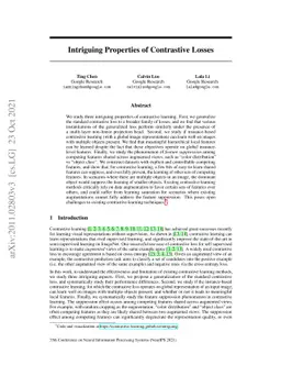 Intriguing Properties of Contrastive Losses