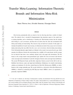 Transfer Meta-Learning: Information-Theoretic Bounds and Information
  Meta-Risk Minimization