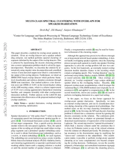 Multi-class Spectral Clustering with Overlaps for Speaker Diarization