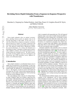 Revisiting Stereo Depth Estimation From a Sequence-to-Sequence
  Perspective with Transformers