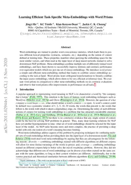 Learning Efficient Task-Specific Meta-Embeddings with Word Prisms