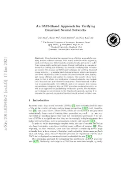 An SMT-Based Approach for Verifying Binarized Neural Networks