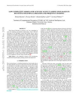 Low-Complexity Models for Acoustic Scene Classification Based on
  Receptive Field Regularization and Frequency Damping