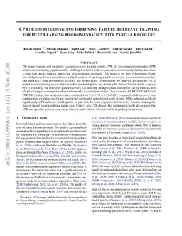 CPR: Understanding and Improving Failure Tolerant Training for Deep
  Learning Recommendation with Partial Recovery