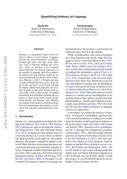 Quantifying Intimacy in Language