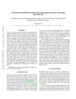 Alignment Restricted Streaming Recurrent Neural Network Transducer