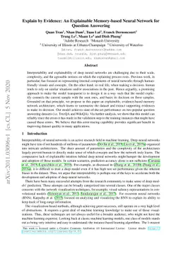 Explain by Evidence: An Explainable Memory-based Neural Network for
  Question Answering