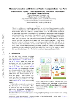 Machine Generation and Detection of Arabic Manipulated and Fake News