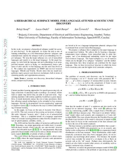A Hierarchical Subspace Model for Language-Attuned Acoustic Unit
  Discovery