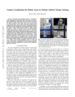 Contact Localization for Robot Arms in Motion without Torque Sensing
