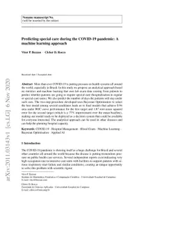 Predicting special care during the COVID-19 pandemic: A machine learning
  approach