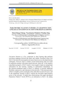 Parametric Flatten-T Swish: An Adaptive Non-linear Activation Function
  For Deep Learning