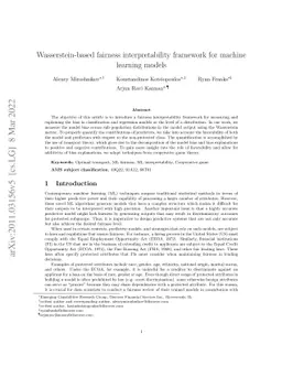 Wasserstein-based fairness interpretability framework for machine
  learning models