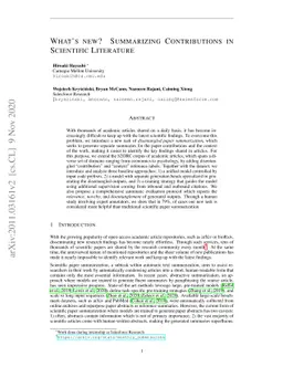 What's New? Summarizing Contributions in Scientific Literature