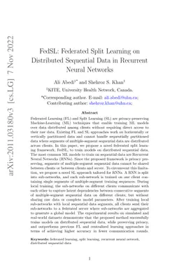 FedSL: Federated Split Learning on Distributed Sequential Data in
  Recurrent Neural Networks