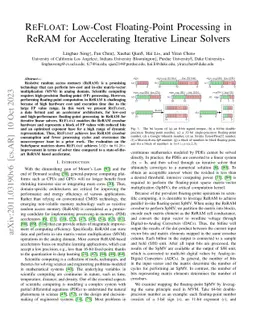 ReFloat: Low-Cost Floating-Point Processing in ReRAM for Accelerating
  Iterative Linear Solvers
